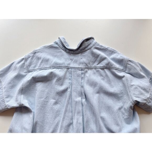 XIRENA Chayse Blue Dove Cotton Denim Cropped Shirt Blouse Top, Size S - Picture 9 of 12